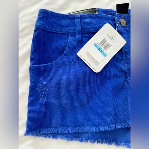 Oakley Corduroy Blue Distressed Fringe Shorts Size 5 / 6 - Picture 2 of 12